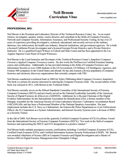 CV for Neil Broom Expert Witness in Computer Forensics Investigations in Saint Paul